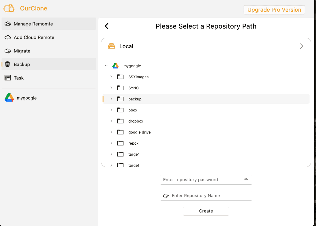 Create repository in OurClone
