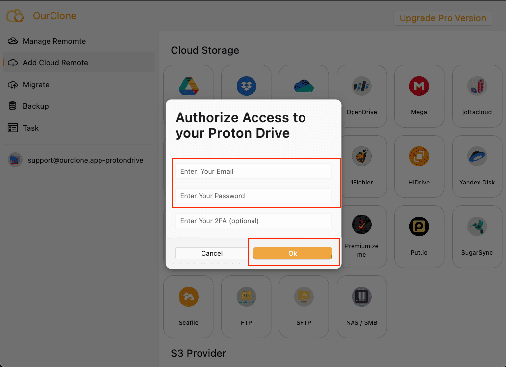 Add cloud storage in OurClone