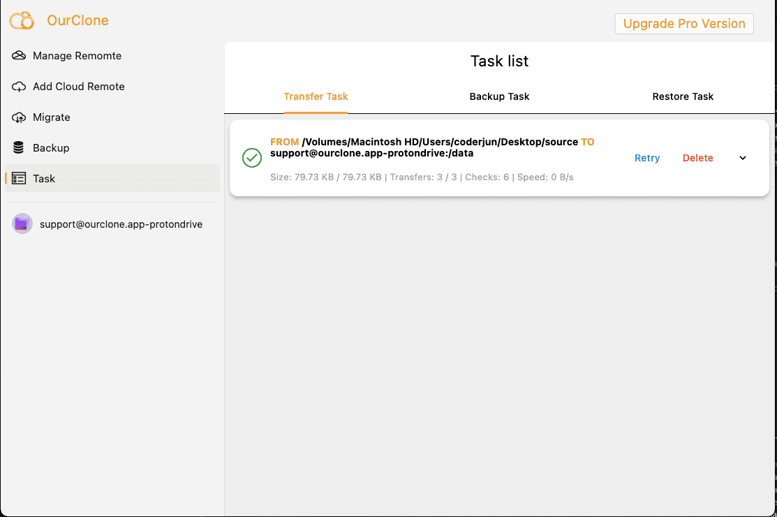 Monitor sync tasks in OurClone