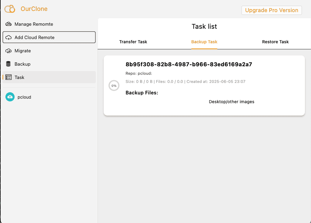 Track Backup Status in OurClone