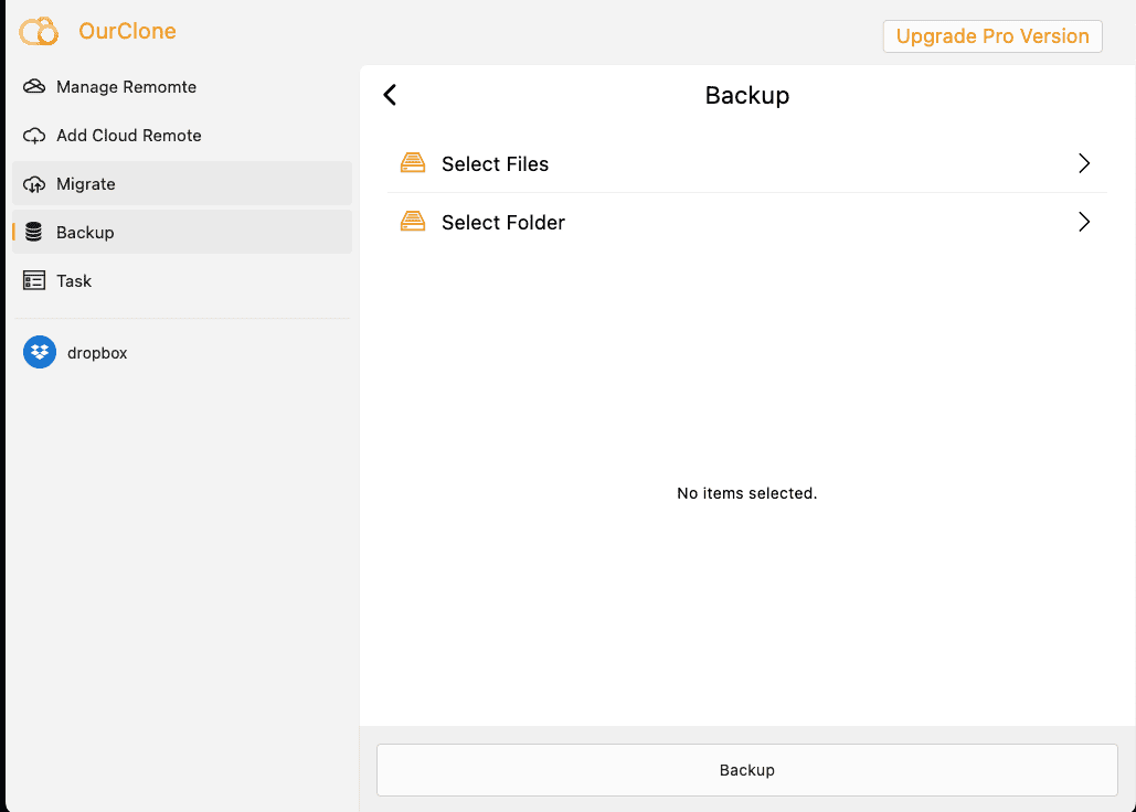 Select Folders to Back Up