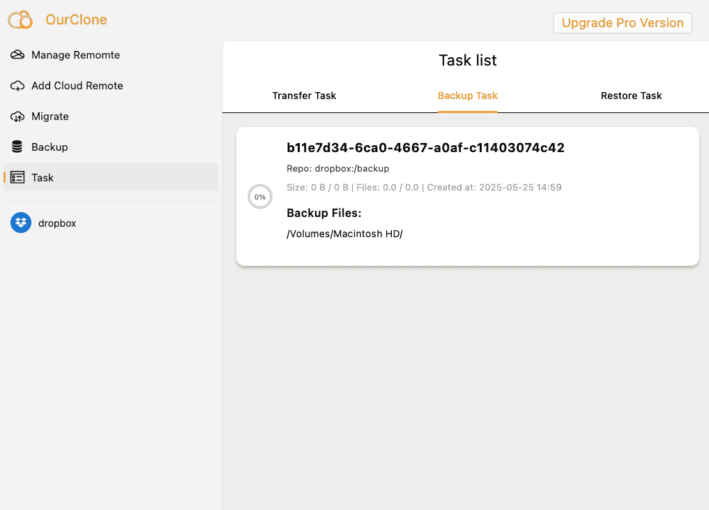 Monitor Dropbox Backup Progress