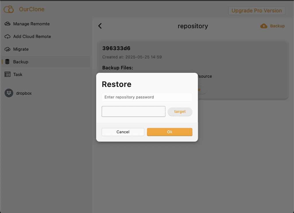 Restore Files from Dropbox