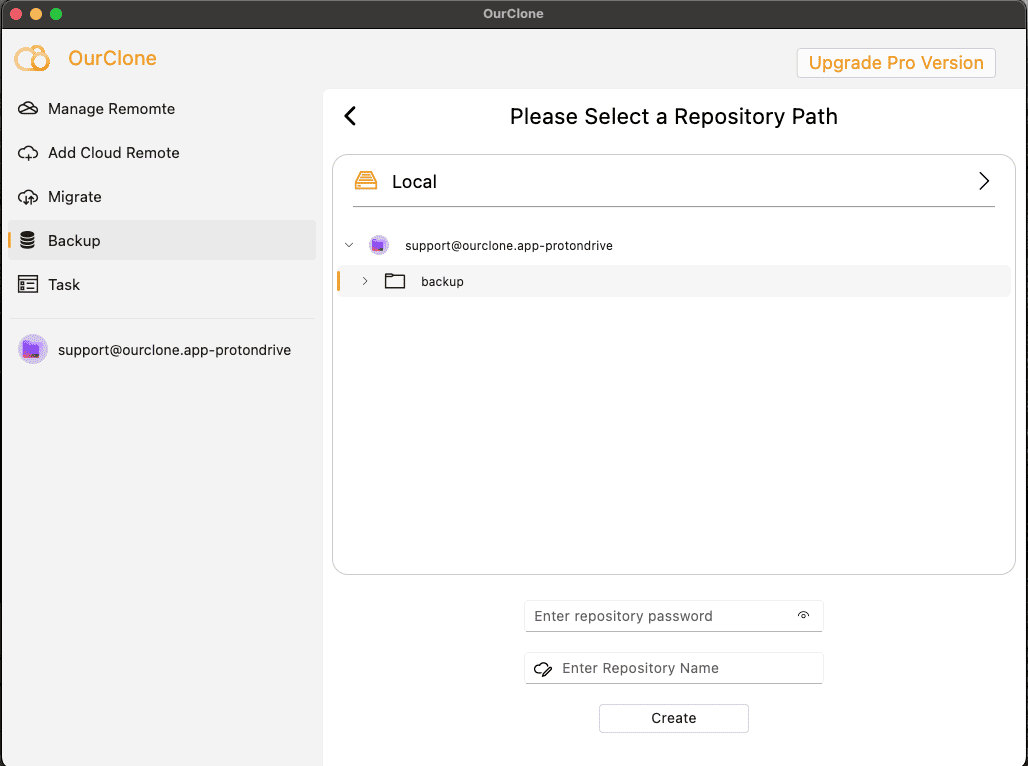 Create Repositroy in Ourclone