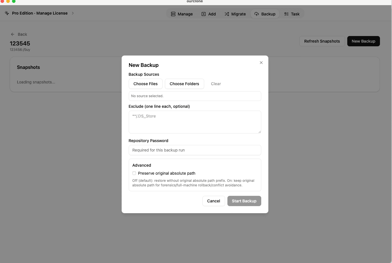Select macOS Folders to Back Up