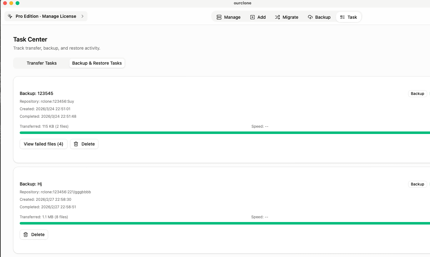 Monitor Backup Task Progress