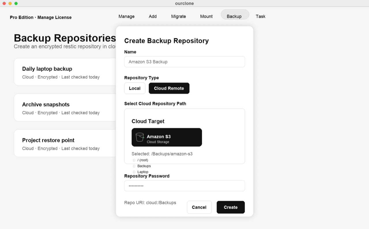 Create Backup Repository for Amazon S3