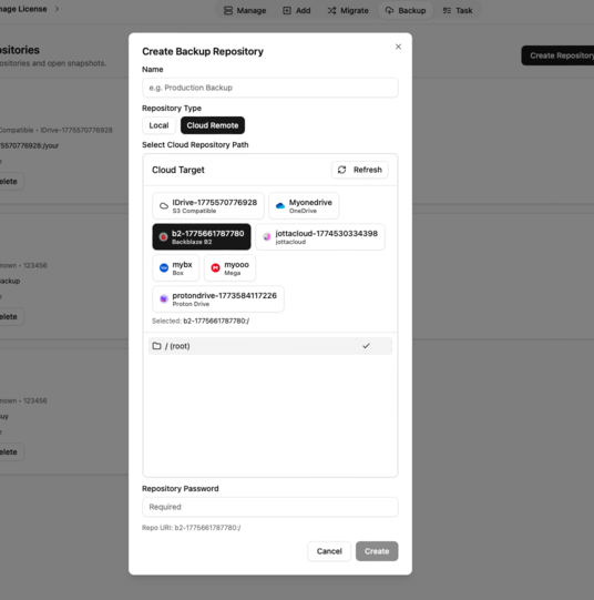 Create Backup Repository for Backblaze B2