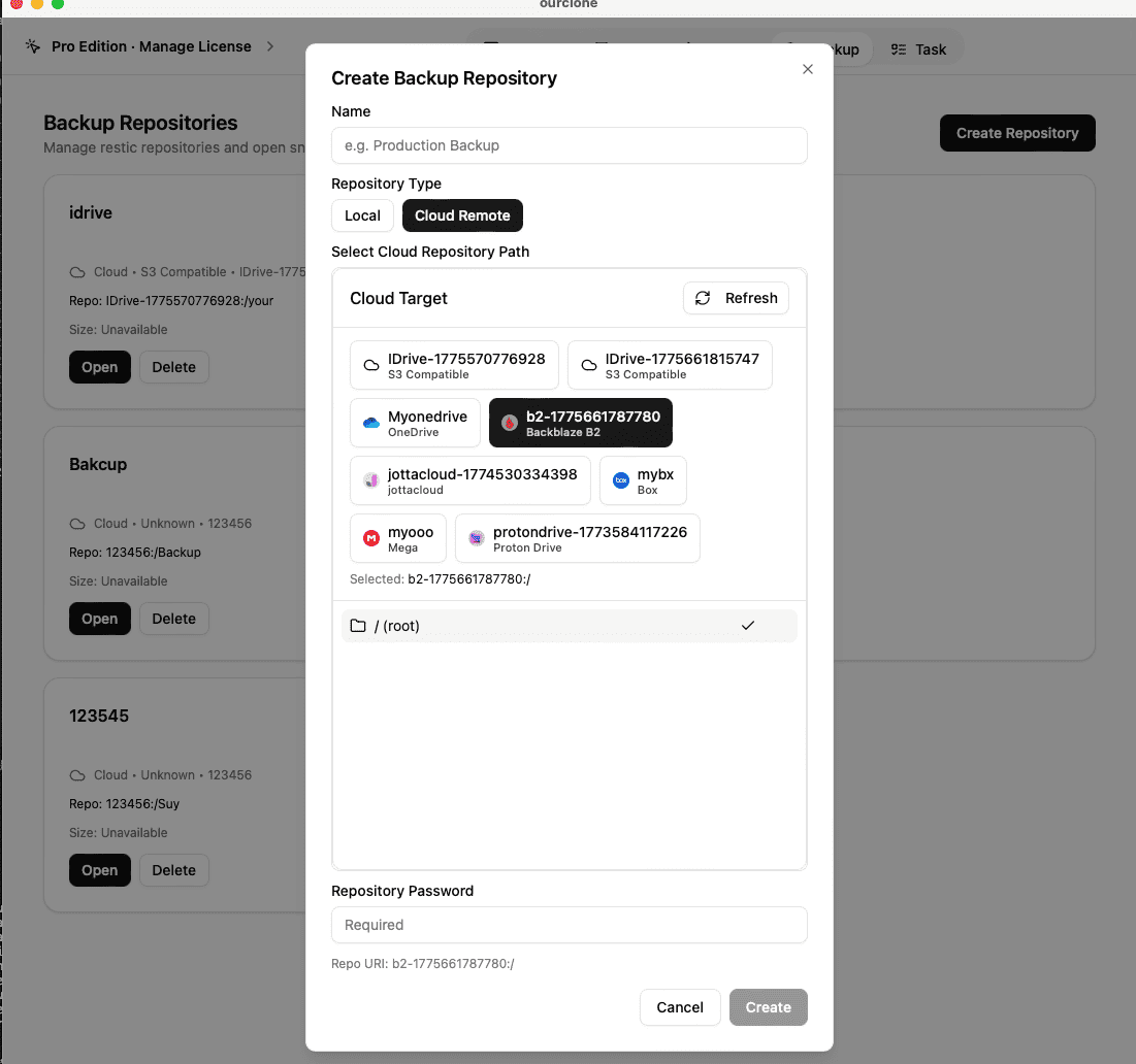 Create Backup Repository for Backblaze