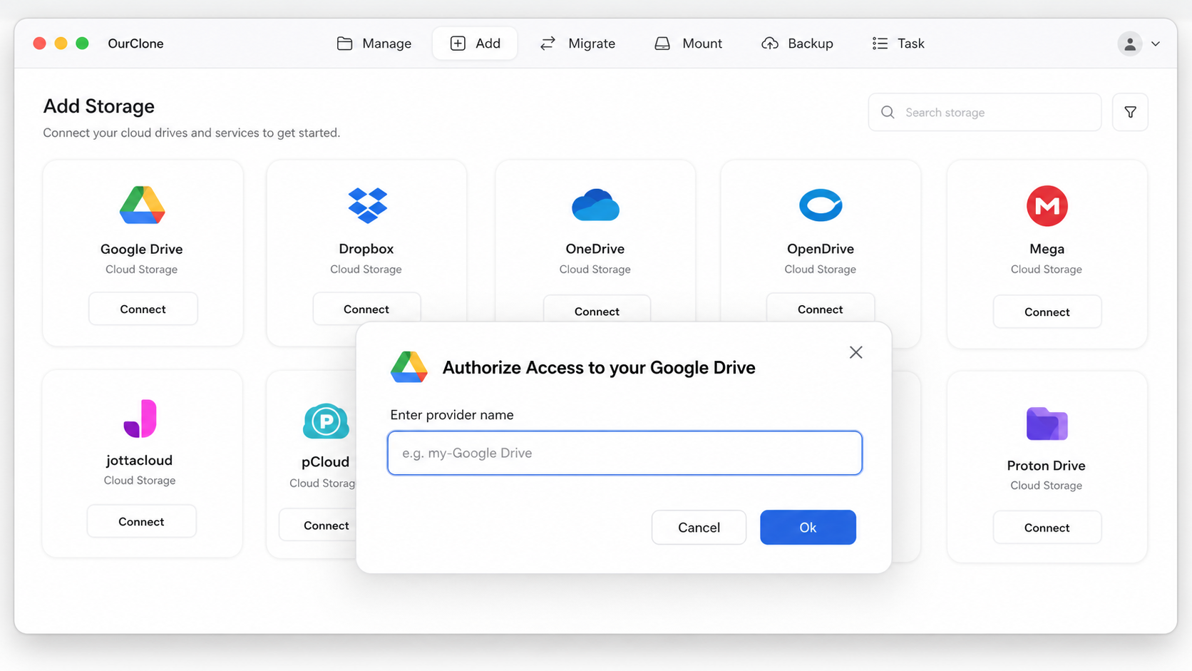 Add Google Drive to OurClone