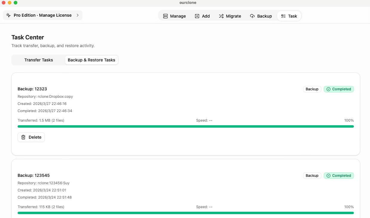 Monitor task in OurClone