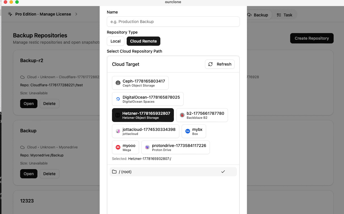 Create a Backup Repository on Hetzner Object Storage in OurClone