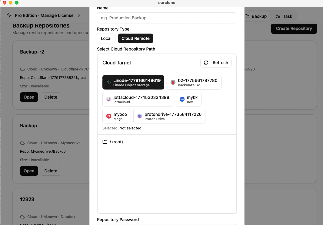 Create a Backup Repository on Linode Object Storage in OurClone
