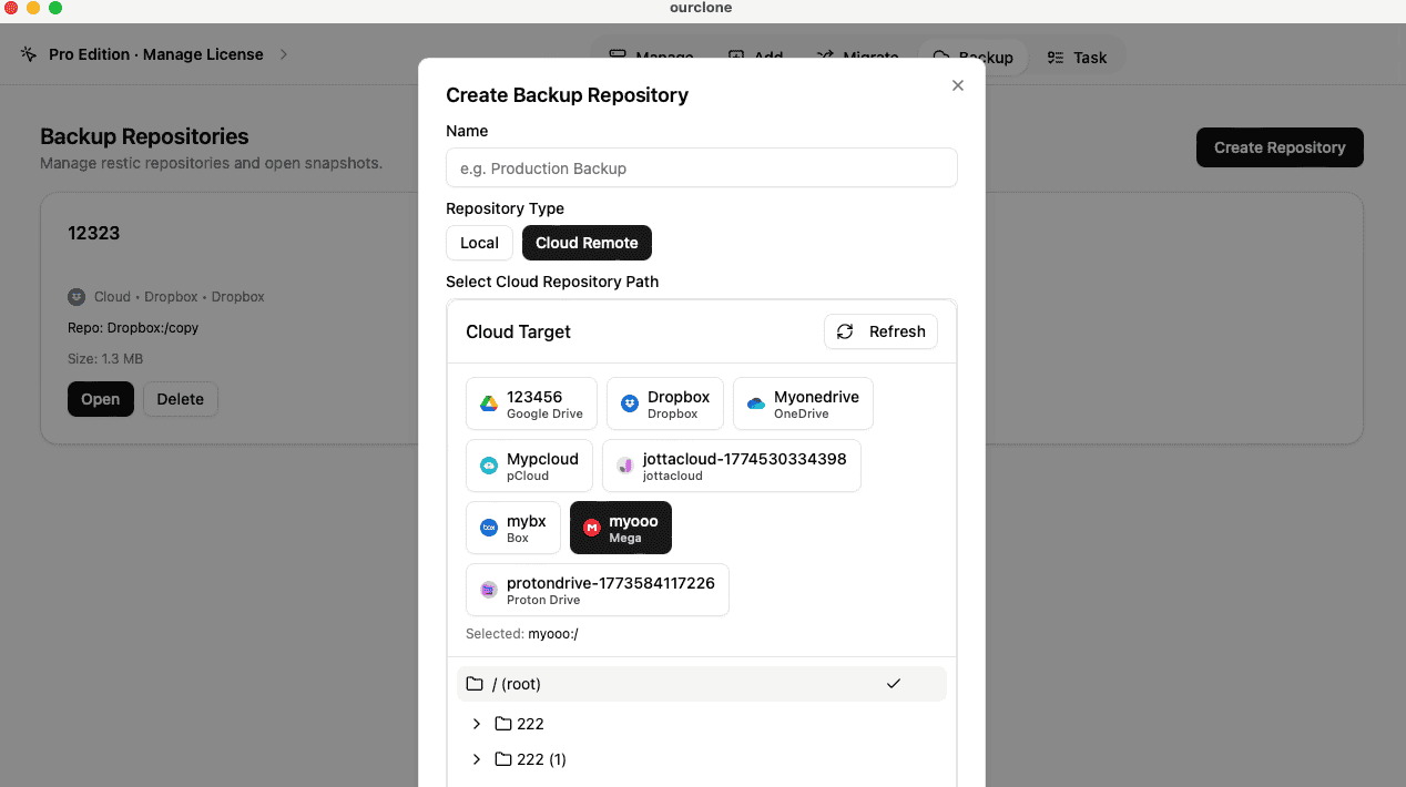 Create Repository in OurClone
