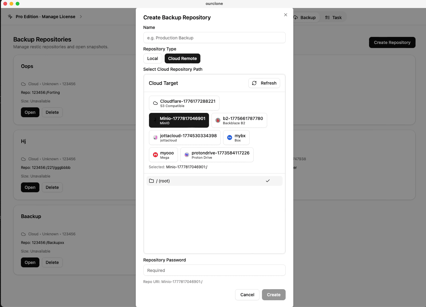 Create a Backup Repository on MinIO in OurClone