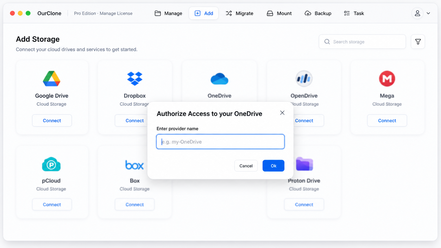 Add OneDrive to OurClone