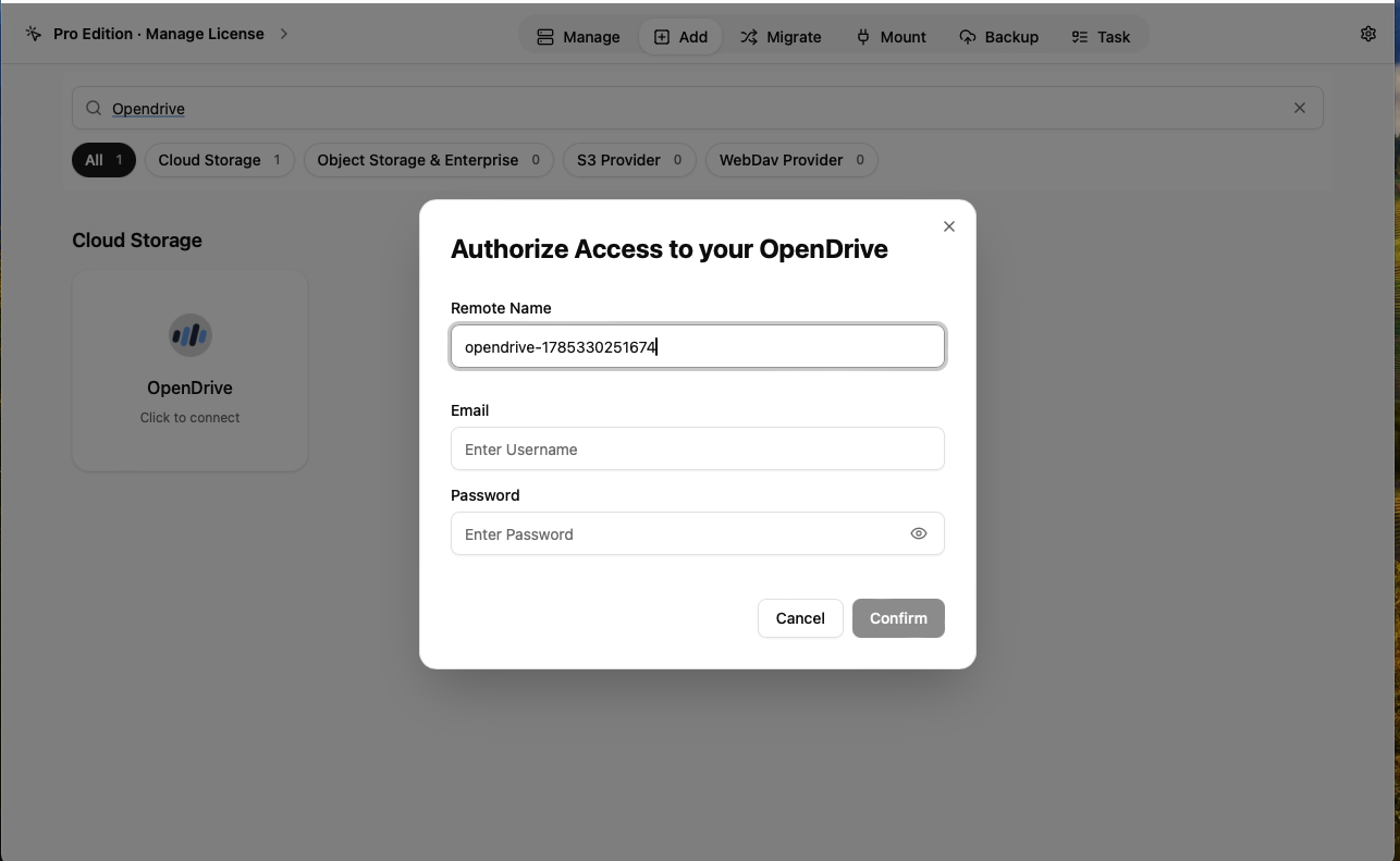 Add OpenDrive to OurClone
