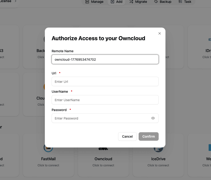 Add ownCloud to OurClone