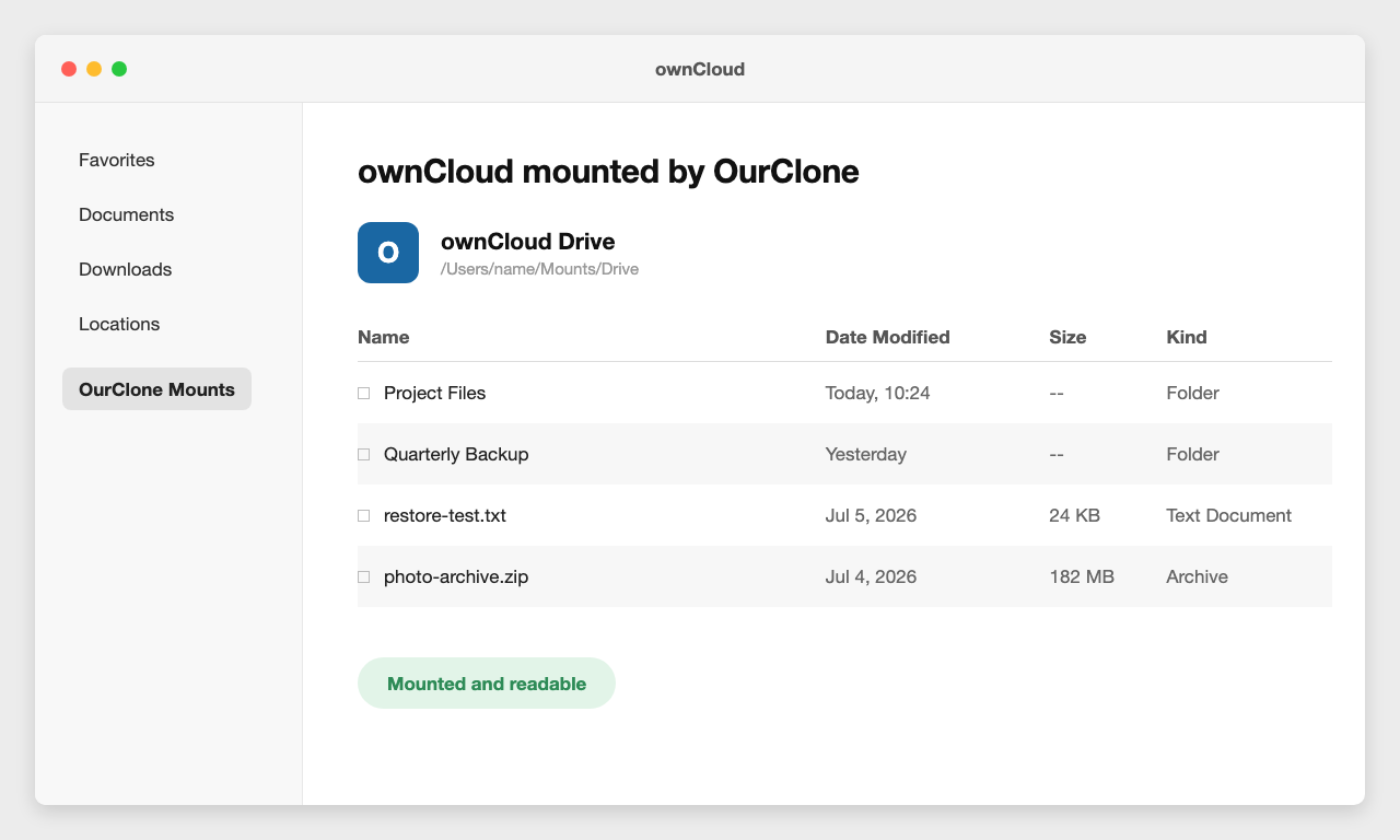 Verify ownCloud Mount Sync