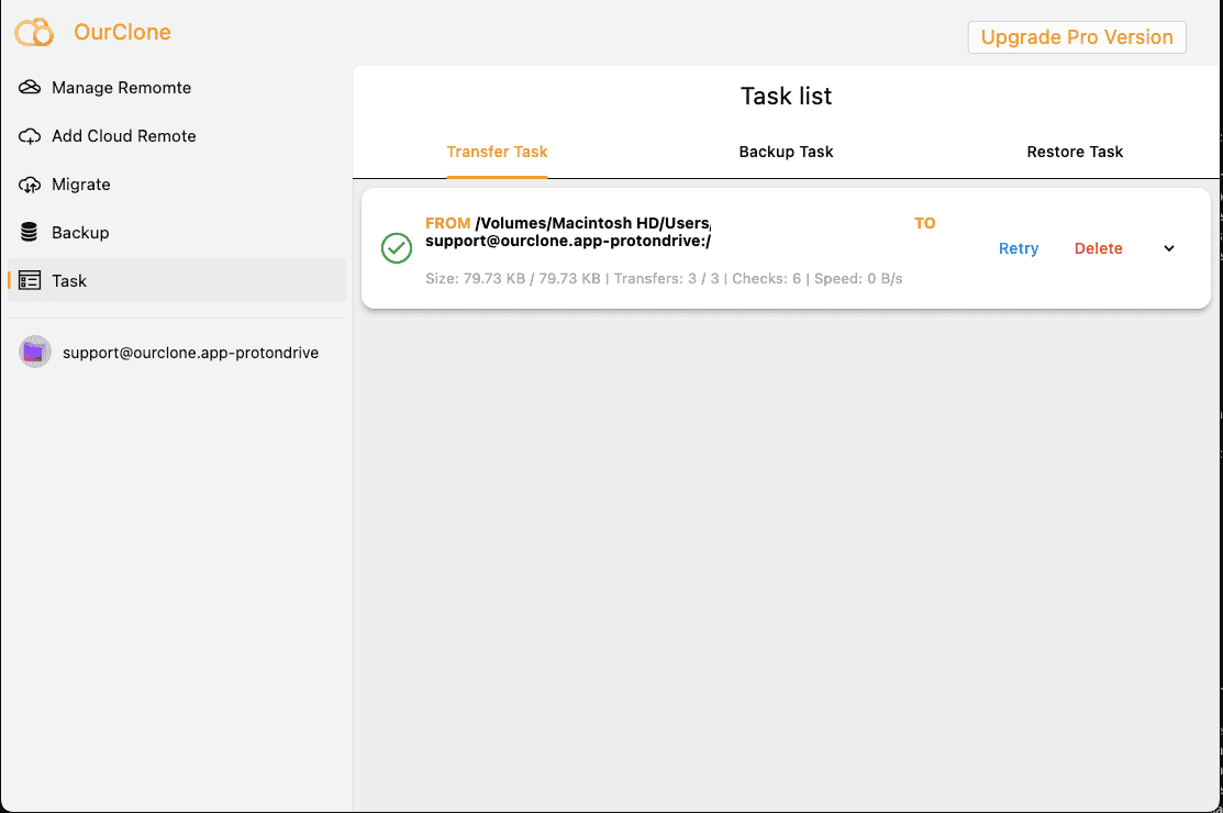 Monitor sync tasks in OurClone