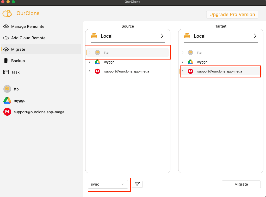 Migration task settings