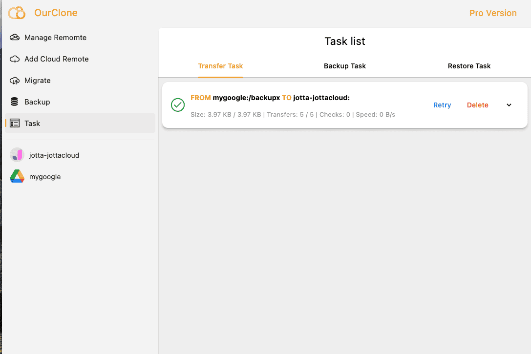View task progress in OurClone