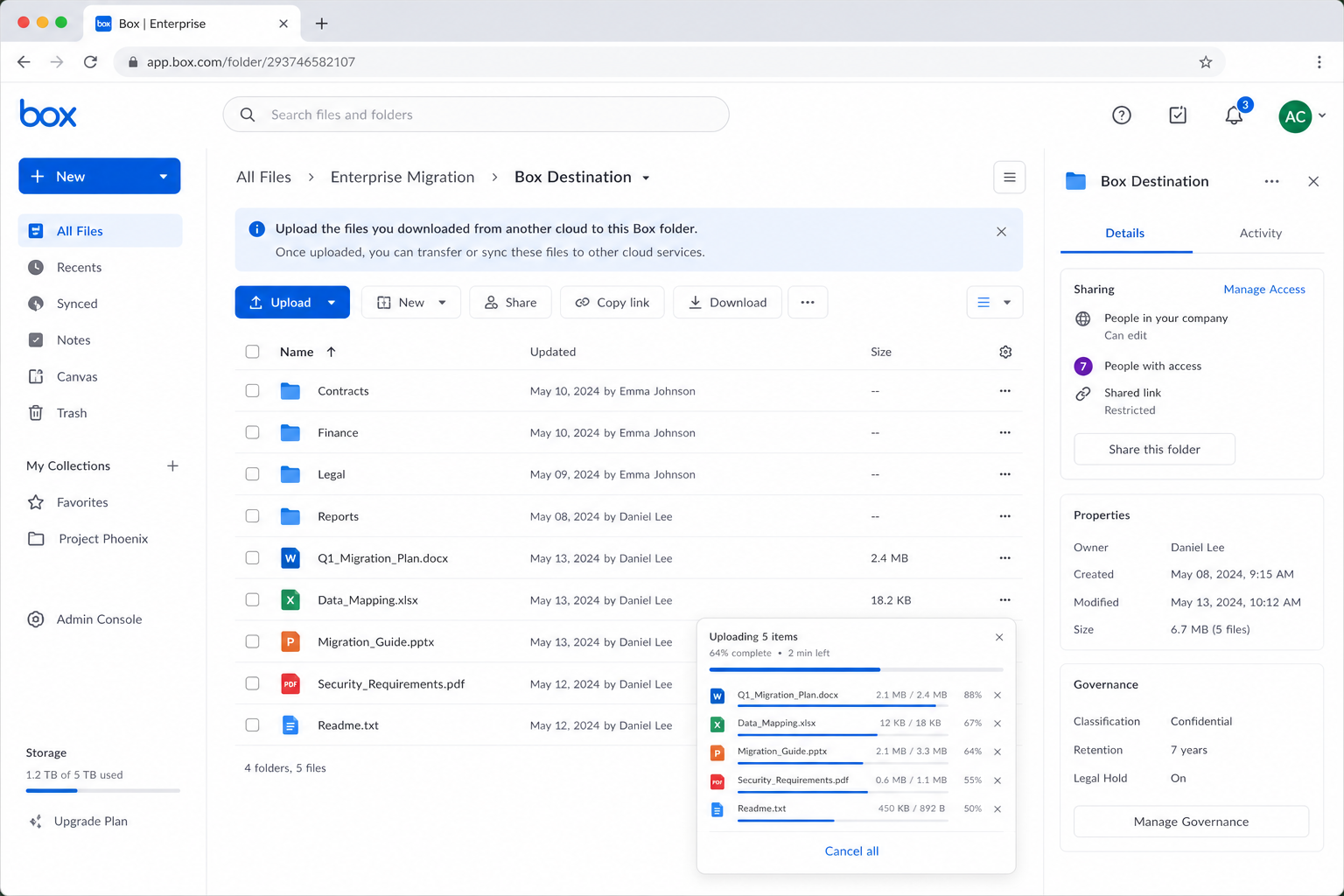 Upload files to Box web interface