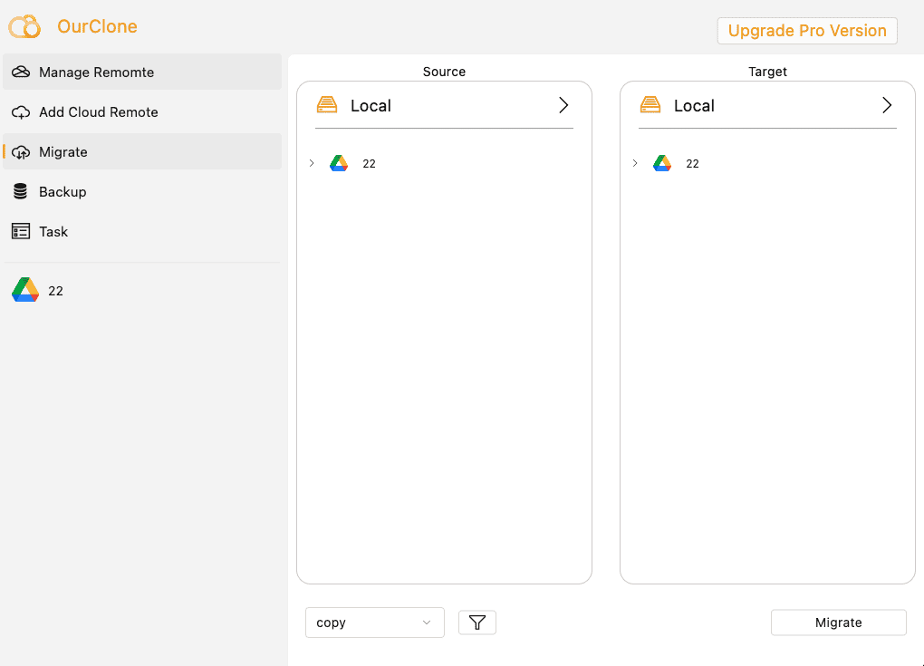 Migration task settings