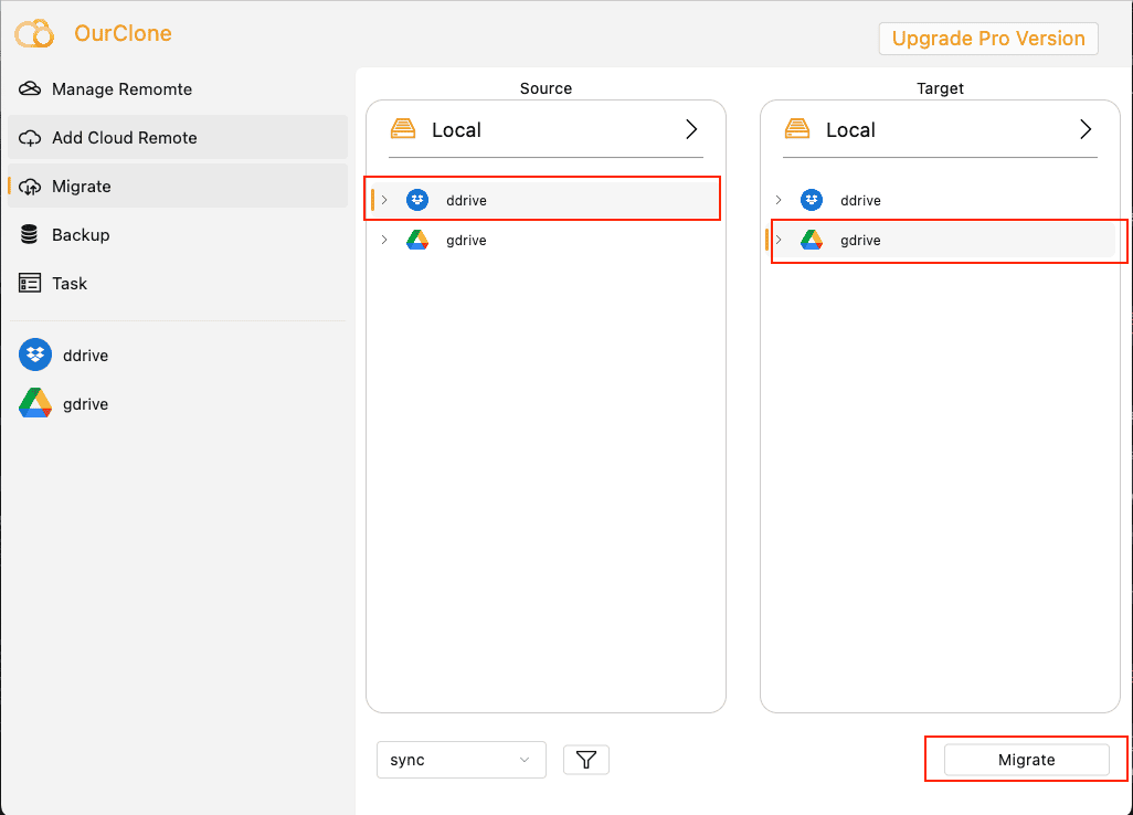 Migration task settings