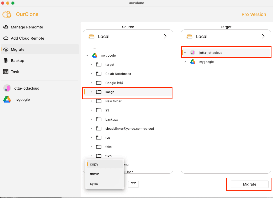 Authorize Jottacloud in OurClone